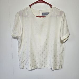 Norton McNaughton Vintage White Short Sleeve Eyelet Top Blouse Size 8 Posh
